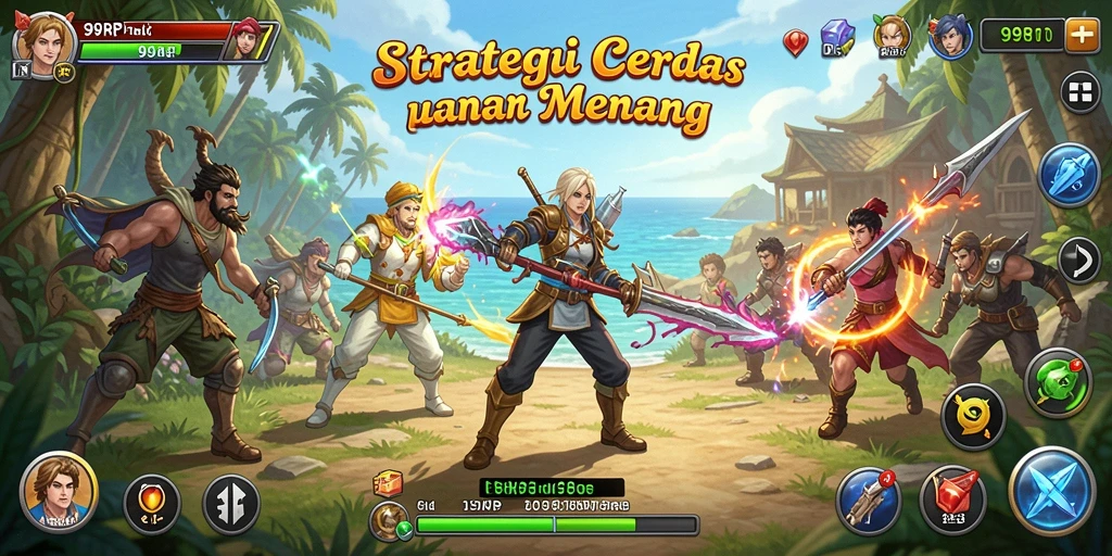 Screenshot game 99RP dengan tampilan pertempuran strategi yang intens.