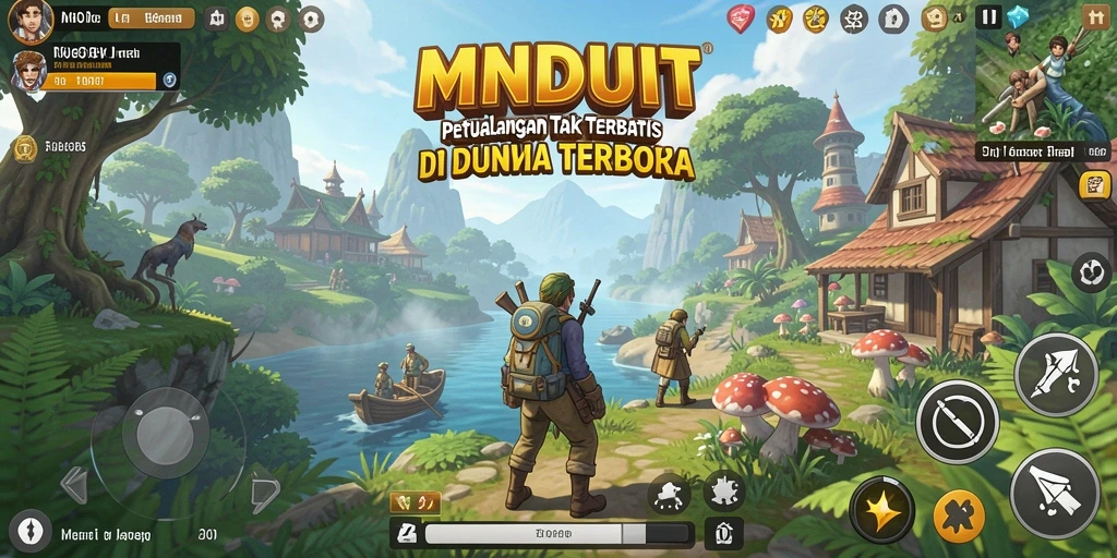 Tangkapan layar MNDUIT menampilkan petualangan seru di dunia terbuka.