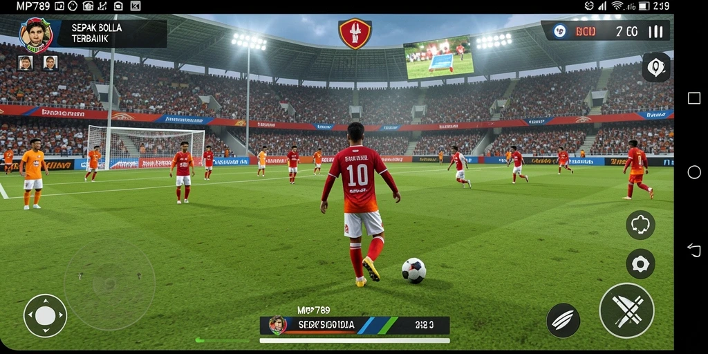 Tampilan gameplay menarik dari MVP789 dengan aksi pemain sepak bola.