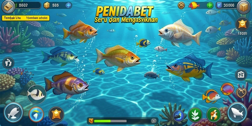 Tampilan gameplay mengasyikkan dari PENIDABET saat menembak ikan.