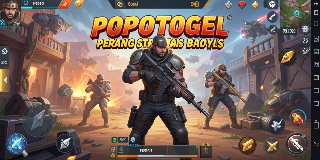 Screenshot utama POPOTOGEL menunjukkan aksi intens dalam pertempuran Battle Royale.