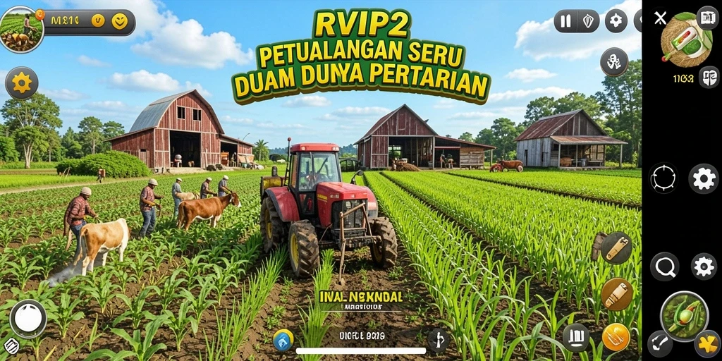 Tangkapan layar gameplay RVIP2 menampilkan keseruan bertani.
